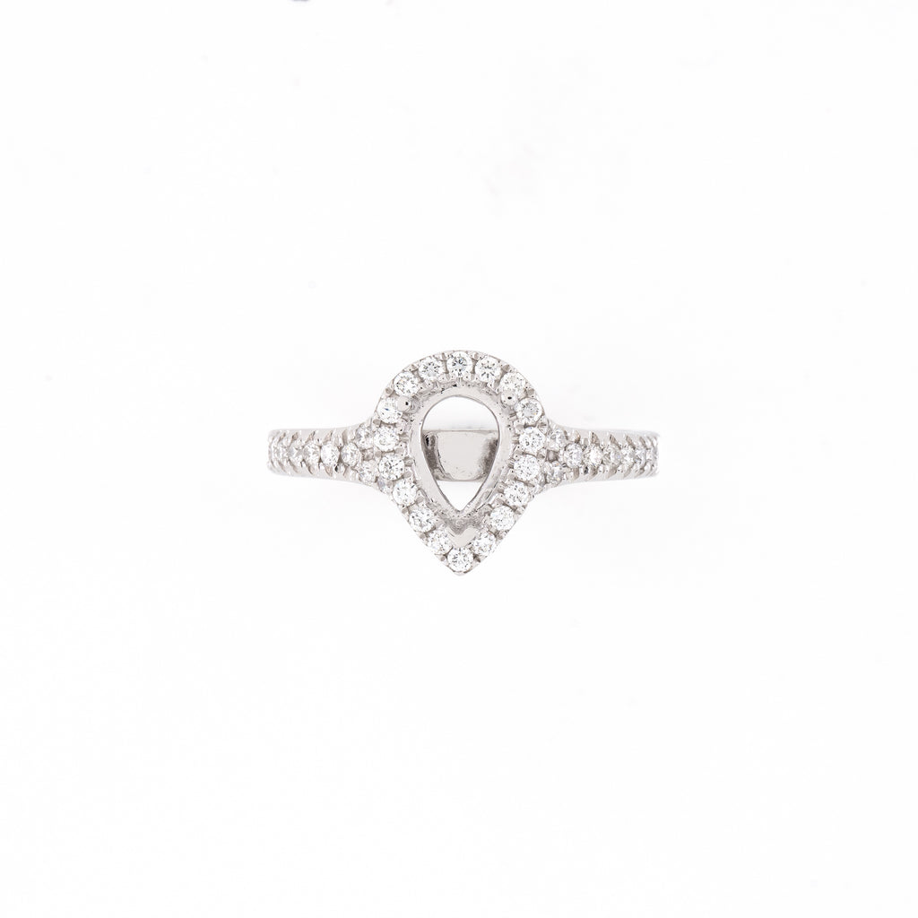 14KT White Gold 0.35CT Round Diamond Semi-Set Engagement Ring
