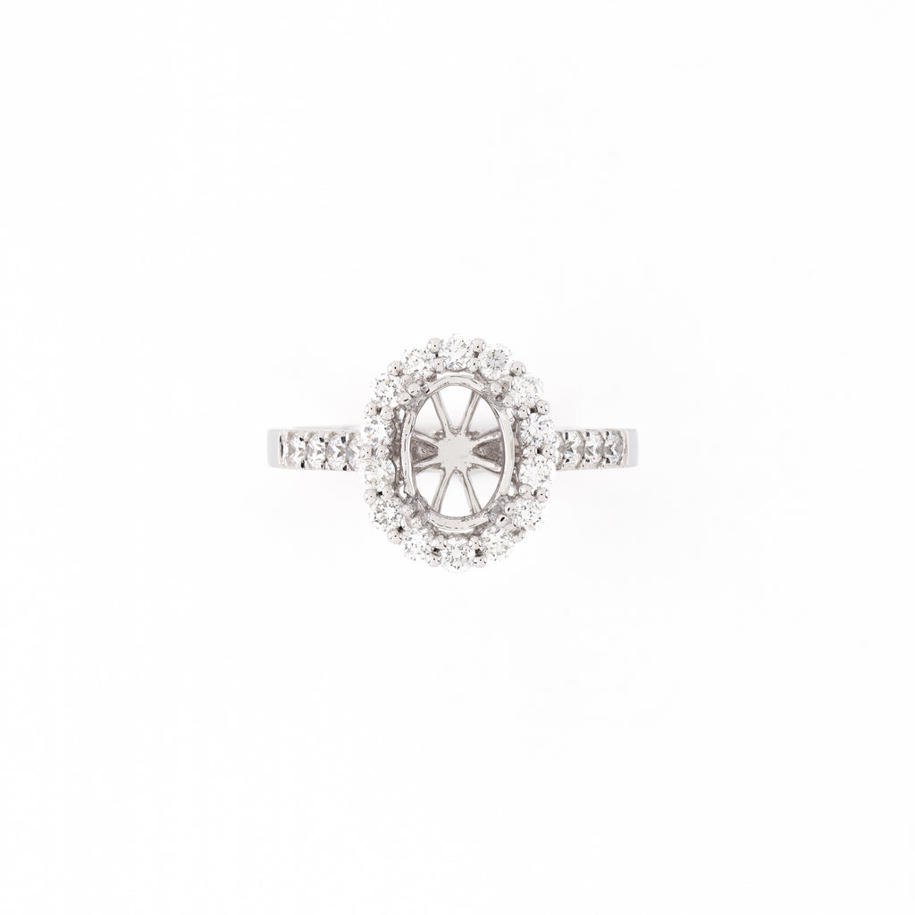 14KT White Gold 0.56CT Round Diamond Semi-Set Engagement Ring