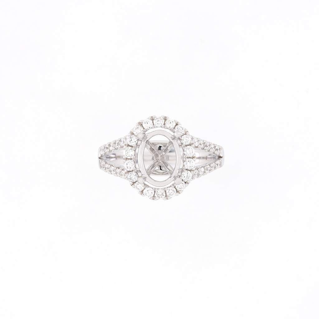 14KT White Gold 0.54CT Round Diamond Semi-Set Engagement Ring