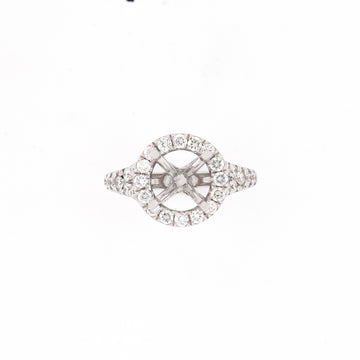 14KT White Gold 0.93CT Round Diamond Semi-Set Engagement Ring
