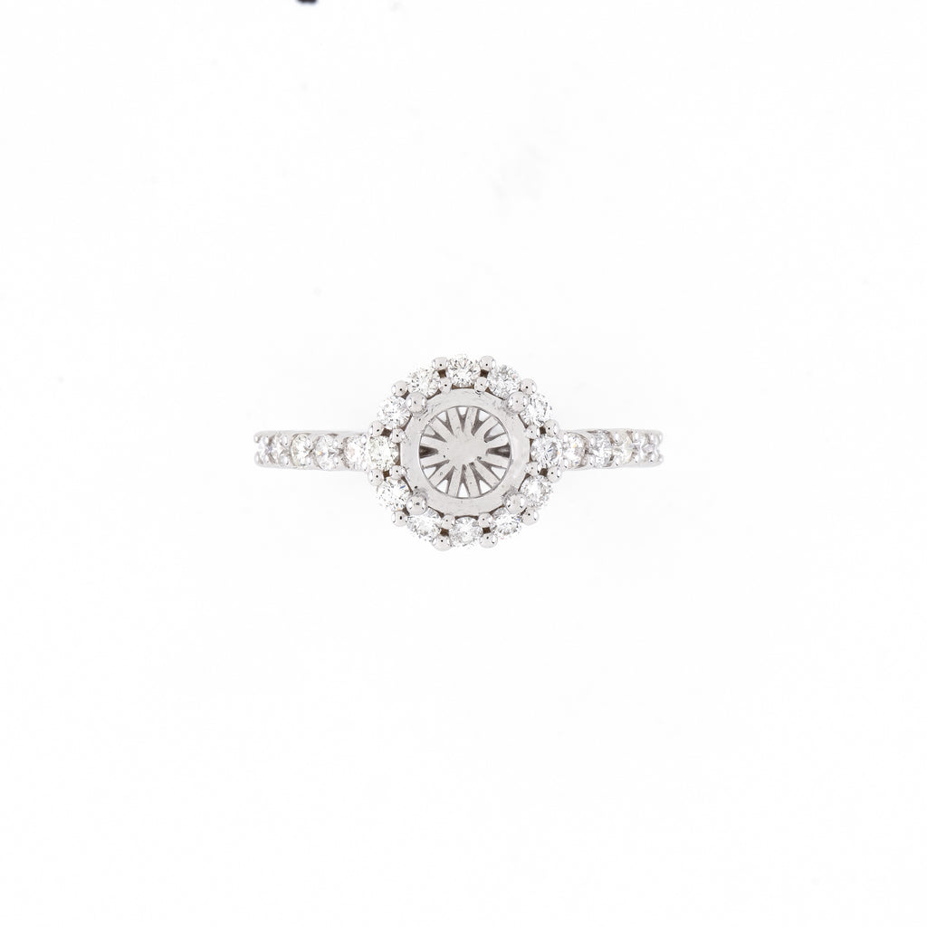 14KT White Gold 0.49CT Round Diamond Semi-Set Engagement Ring