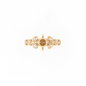 14KT Yellow Gold 0.26CT Round Diamond Semi-Set Engagement Ring