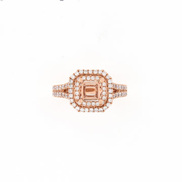 14KT Rose Gold 0.53CT Round Diamond Semi-Set Engagement Ring