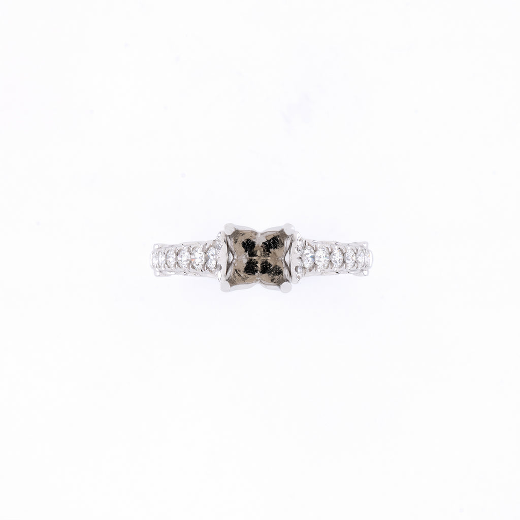 14KT White Gold 0.37CT Round Diamond Semi-Set Engagement Ring