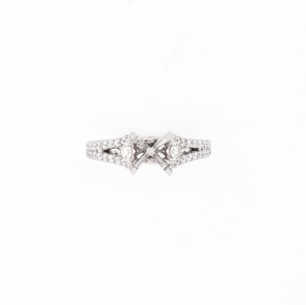 14KT White Gold 0.55CT Round Diamond Semi-Set Engagement Ring