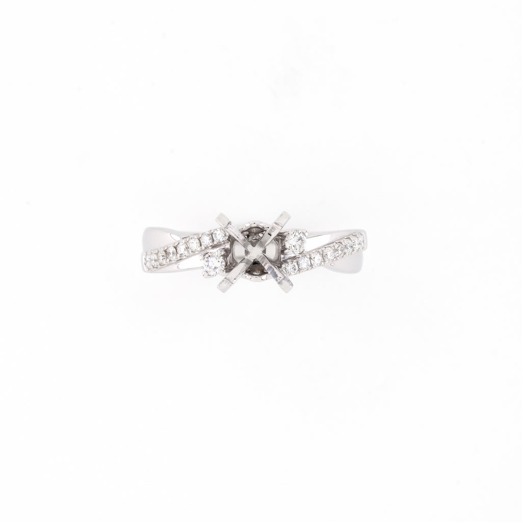 14KT White Gold 0.27CT Round Diamond Semi-Set Engagement Ring