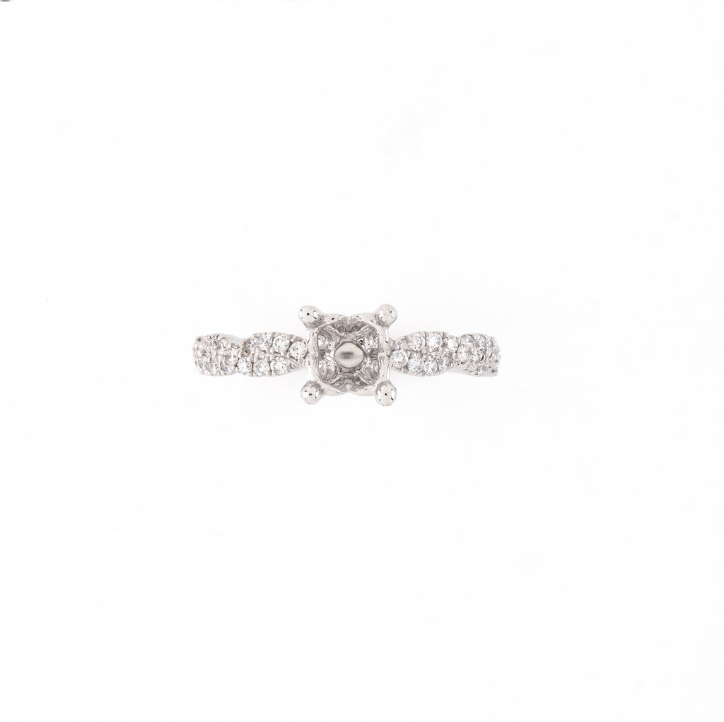 14KT White Gold 0.29CT Round Diamond Semi-Set Engagement Ring