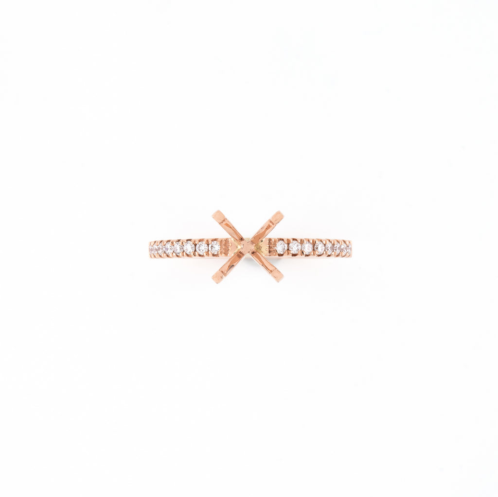 14KT Rose Gold 0.15CT Round Diamond Semi-Set Engagement Ring