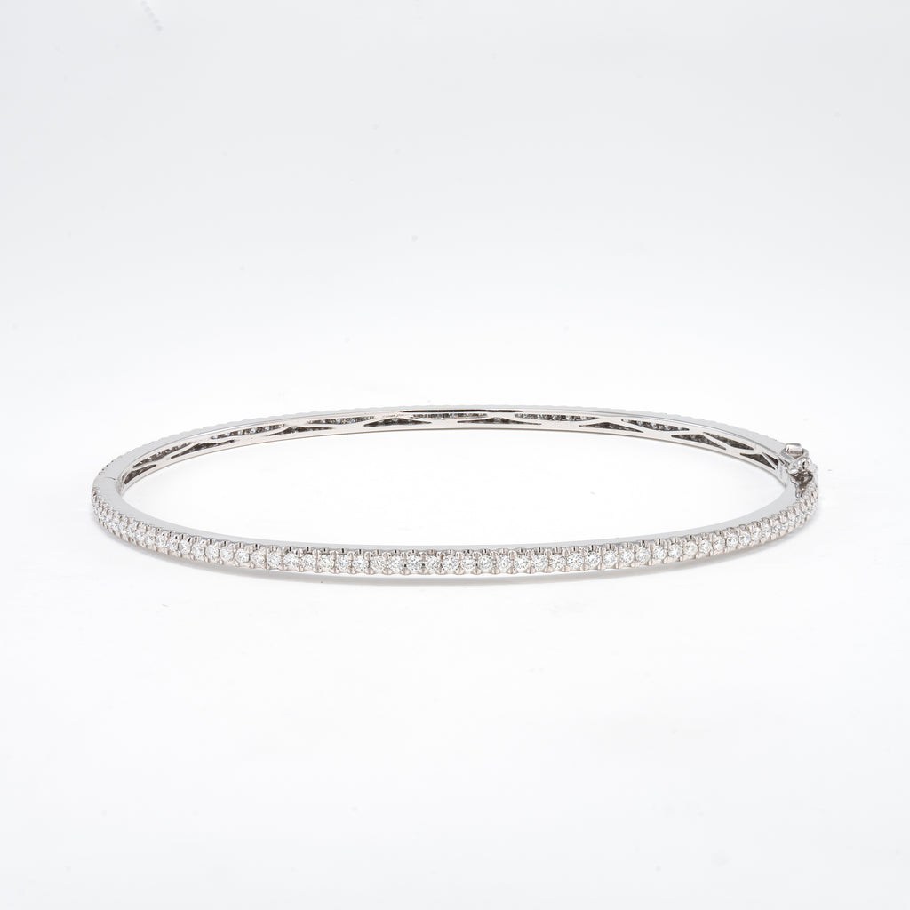 14KT White Gold 1.14CT Round Diamond Bangle Bracelet