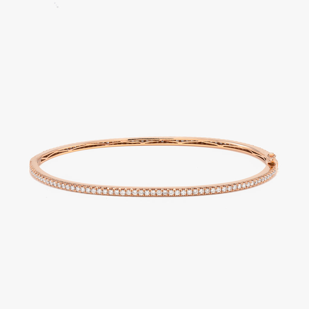 14KT Rose Gold 1.14CT Round Diamond Bangle Bracelet