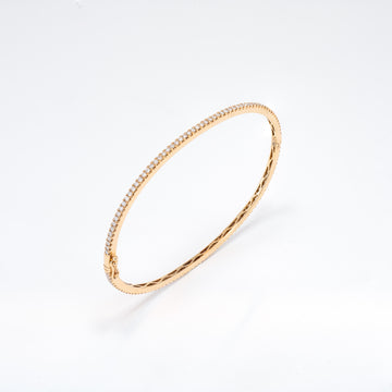 14KT Yellow Gold 1.14CT Round Diamond Bangle Bracelet