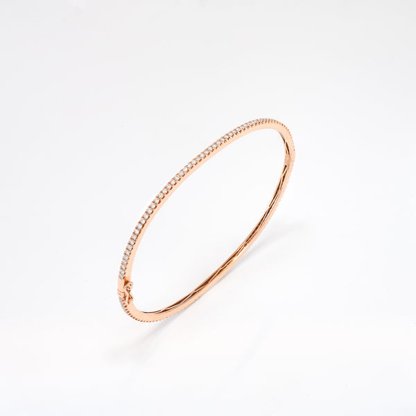 14KT Rose Gold 1.14CT Round Diamond Bangle Bracelet