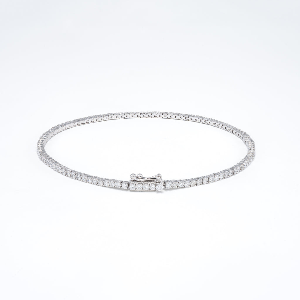 Solid 14K White Gold 1.26 Carat Diamonds Tennis Bracelet for Women Bangle  Design 018336