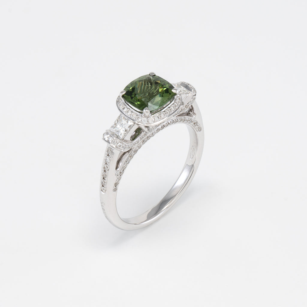 Oval Green Tourmaline and Diamond Ring - Turgeon Raine