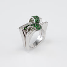 18KT White Gold Diamond & Tsavorite Ring