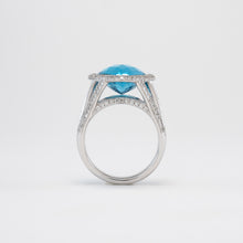 18KT White Gold Diamond & Blue Topaz Ring