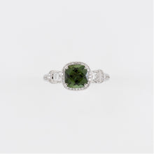 18KT White Gold Diamond & Green Tourmaline Ring