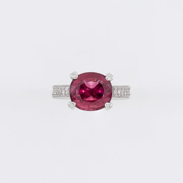 18KT White Gold Diamond & Pink Tourmaline Ring