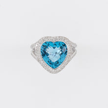 18KT White Gold Diamond & Blue Topaz Ring