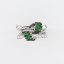 18KT White Gold Diamond & Tsavorite Ring