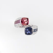 18KT White Gold Diamond Pink Tourmaline & Iolite Ring