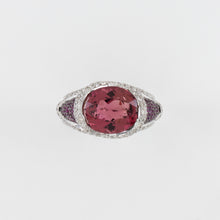 18KT White Gold Diamond  & Pink Tourmaline Ring