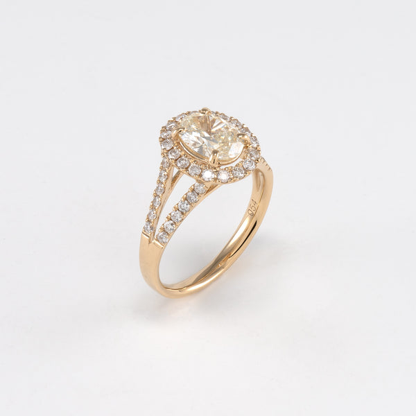 14KT Yellow Gold 1.59CT T/W Diamond Engagement Ring