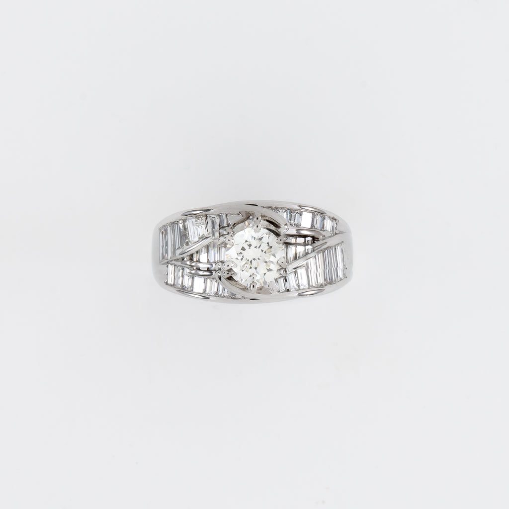 14KT White Gold 2.85CT T/W Diamond Engagement Ring